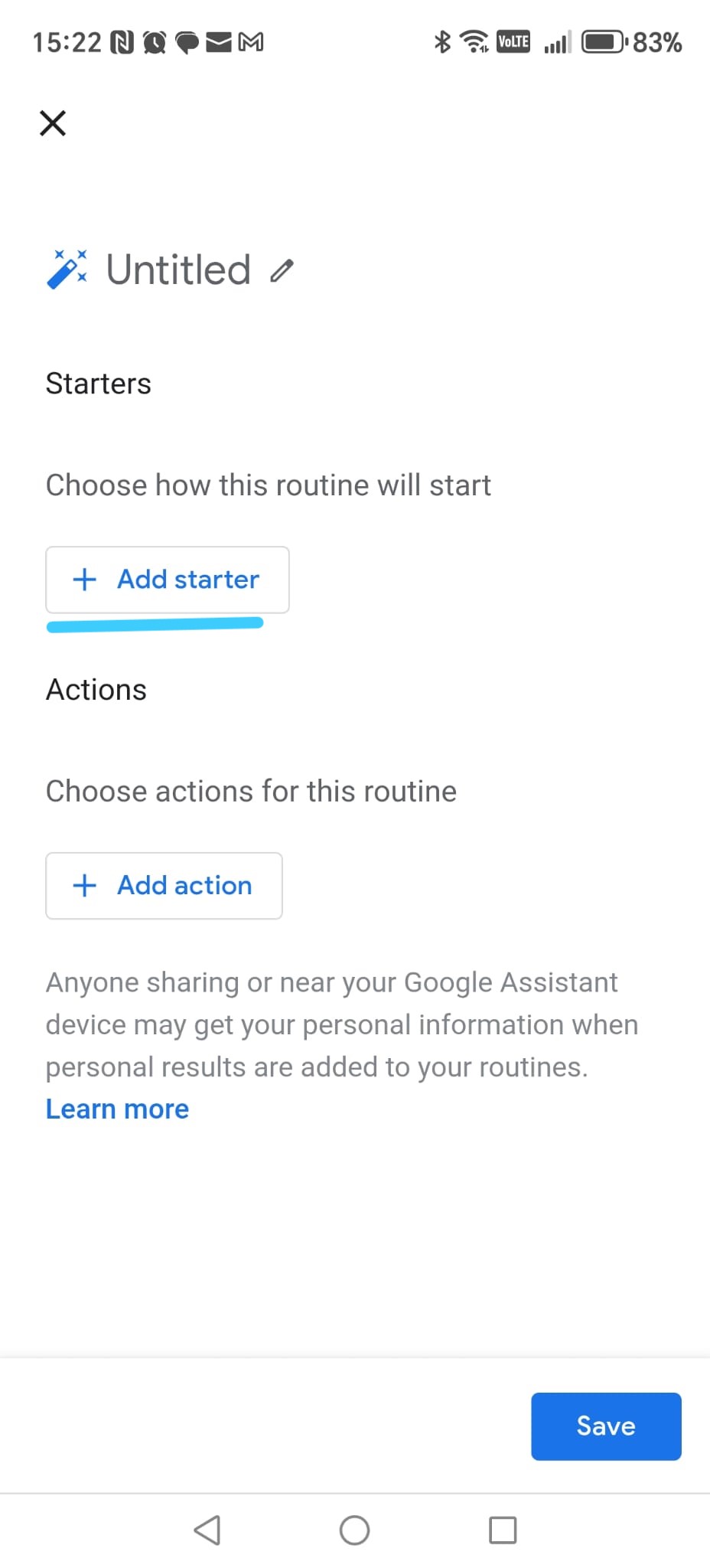 Routine editor screen