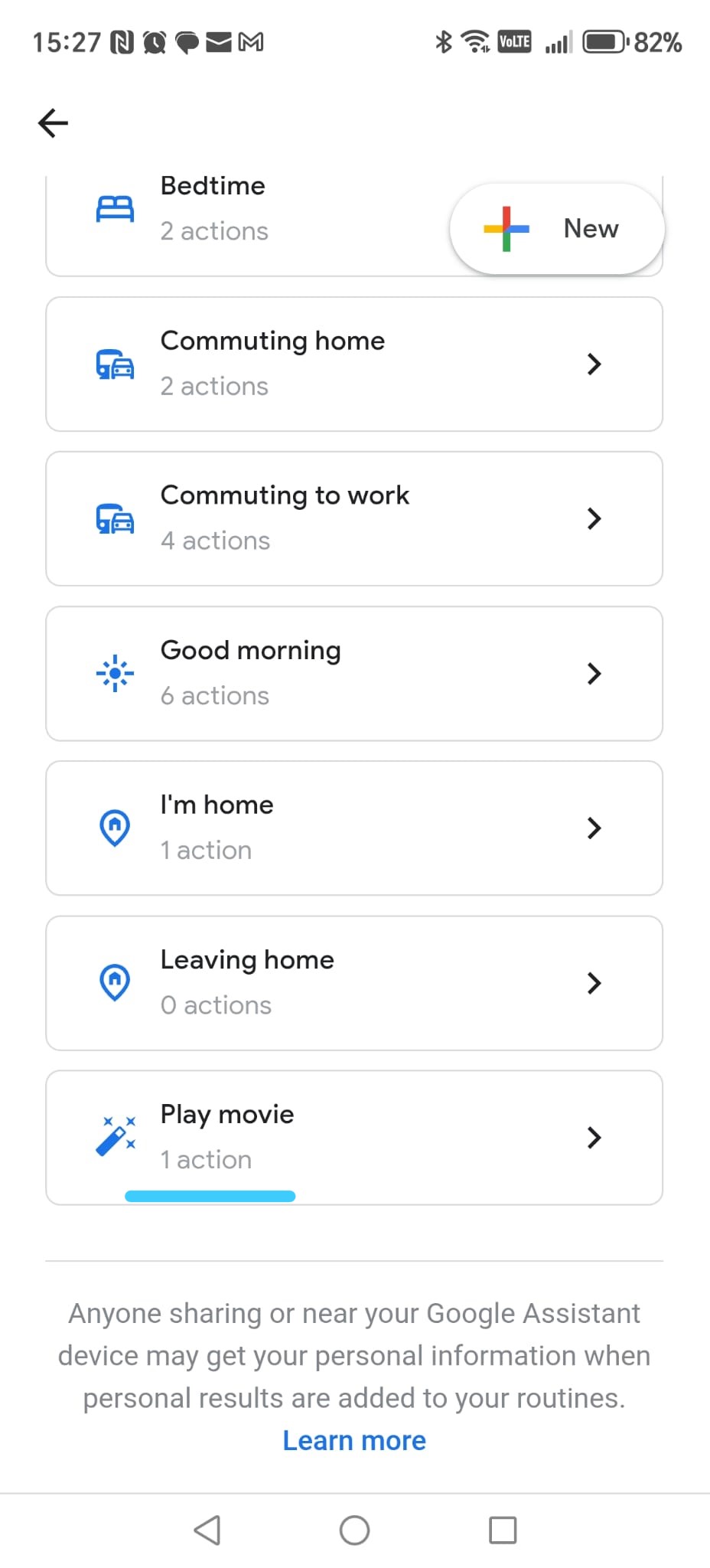 Routines list — Play movie created