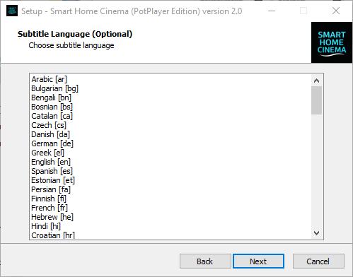 Subtitle language selection