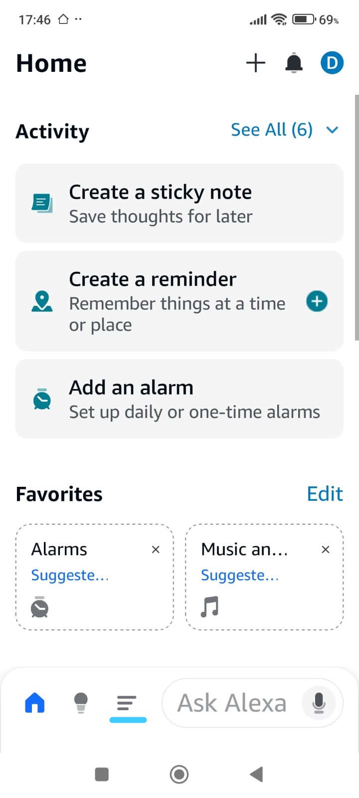 Alexa home screen