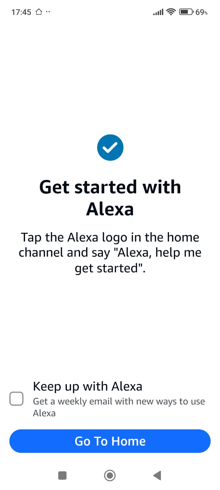 Pantalla inicial de Alexa