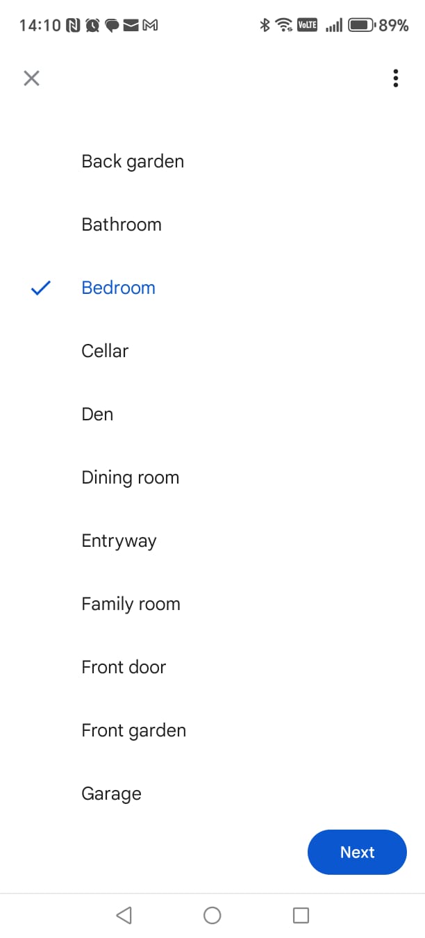 Choose room for devices
