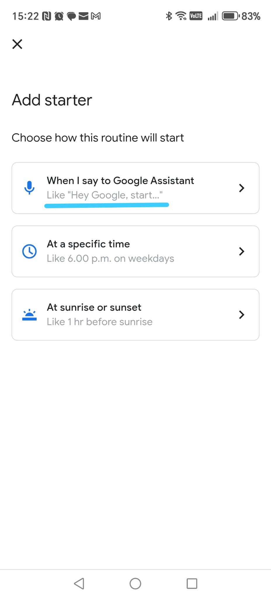 Add starter — When I say to Google Assistant