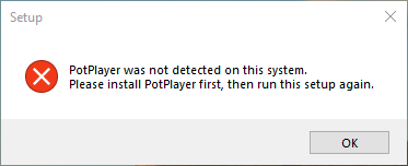 PotPlayer not detected warning