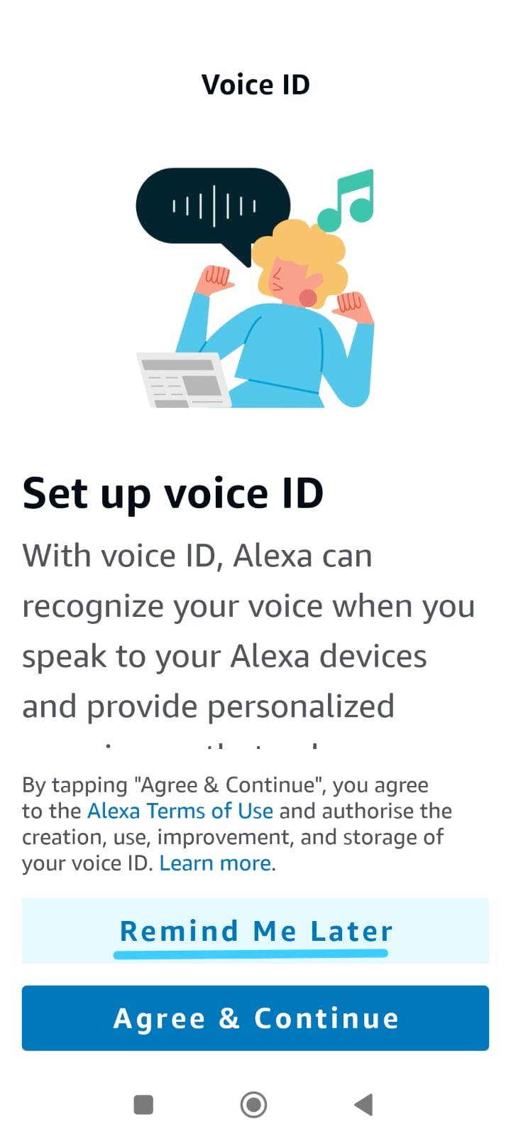 Voice ID setup screen