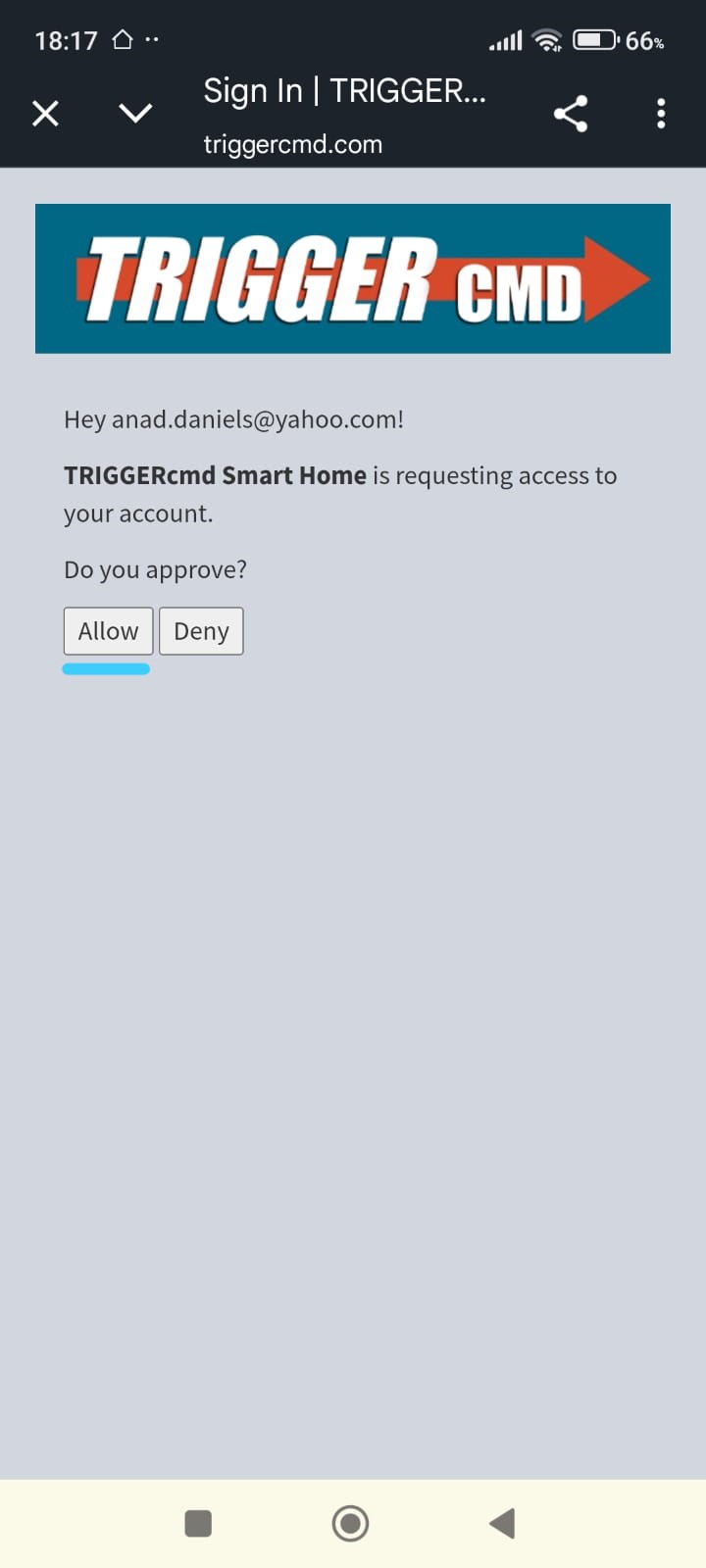 TriggerCMD account sign-in page