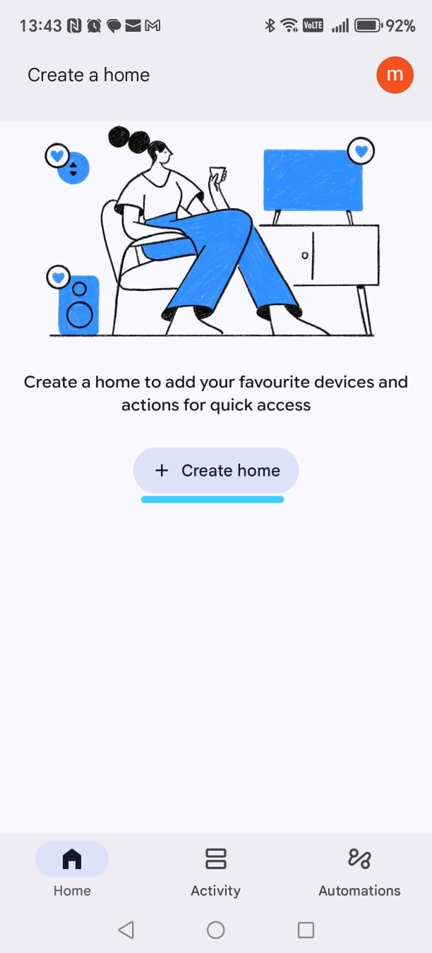 Welcome home screen