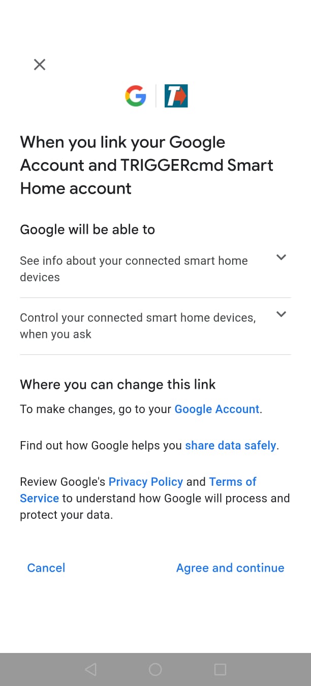 Revisar permissões do Google