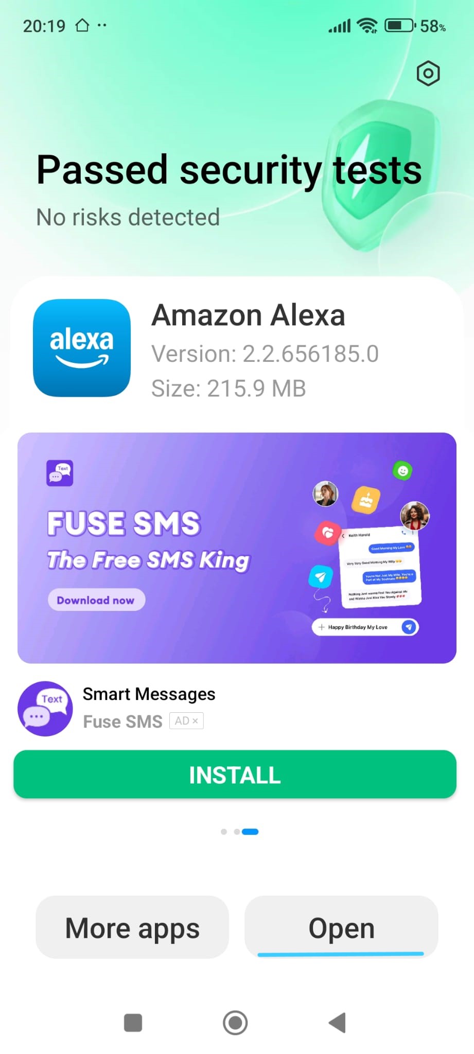 Alexa app opened after install
