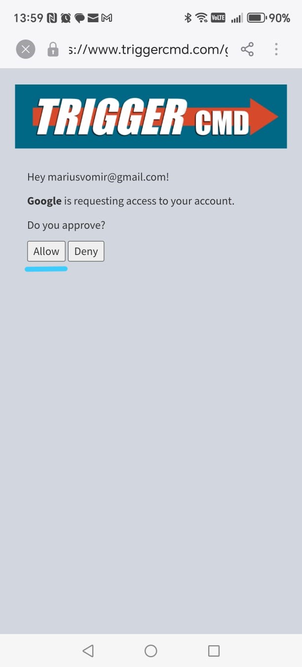 Approve Google access