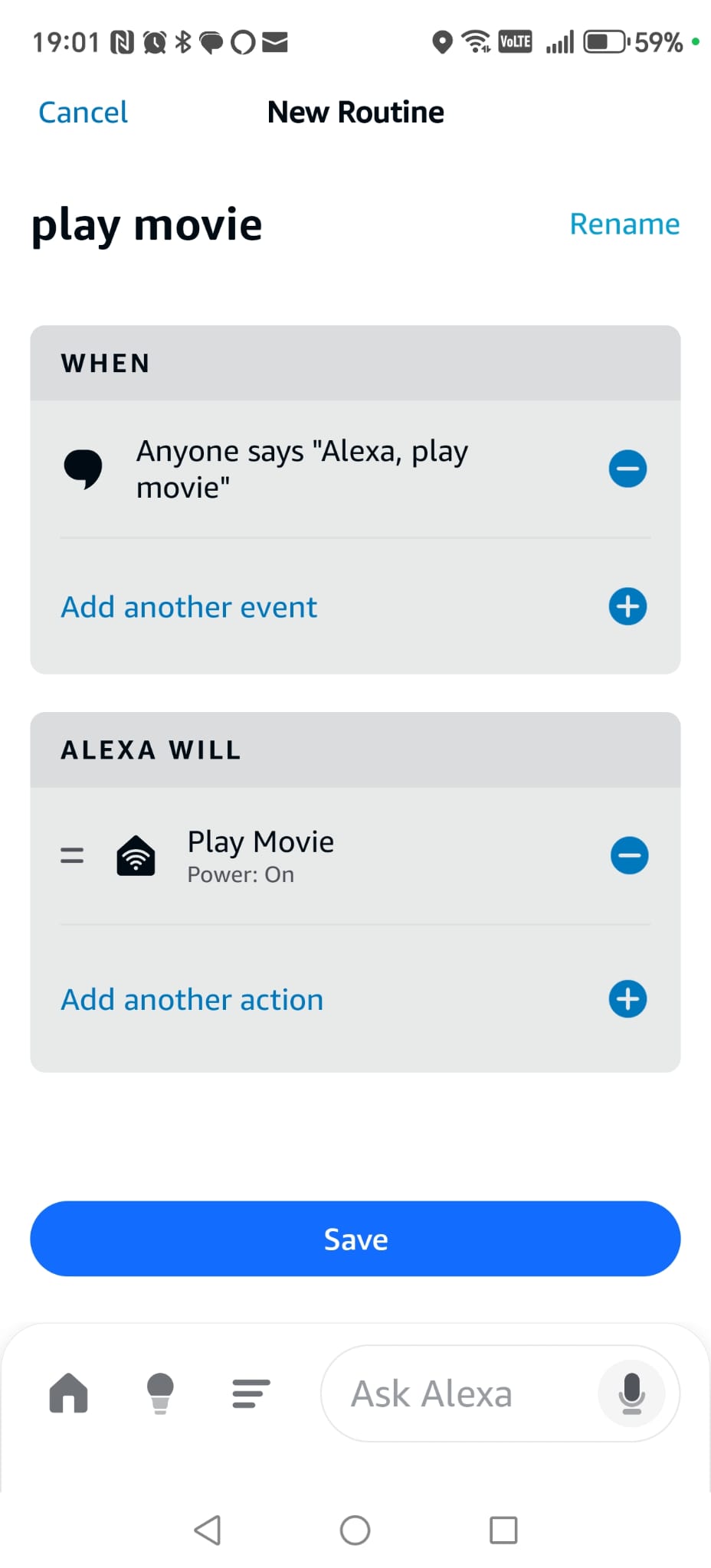 Rezumat rutină — Play Movie Power On