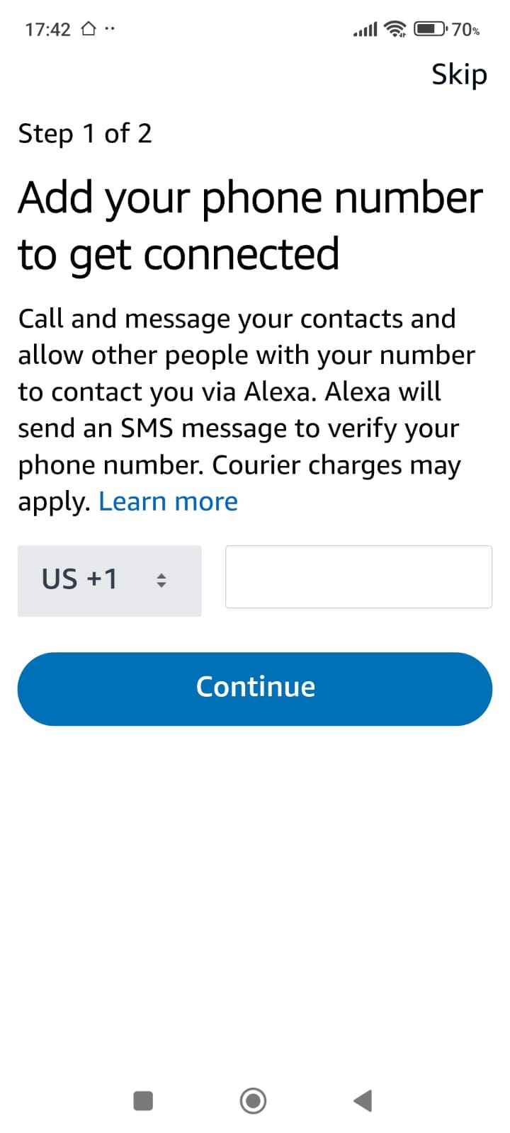 Add phone number screen