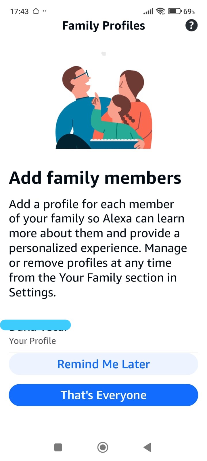 Family profiles screen