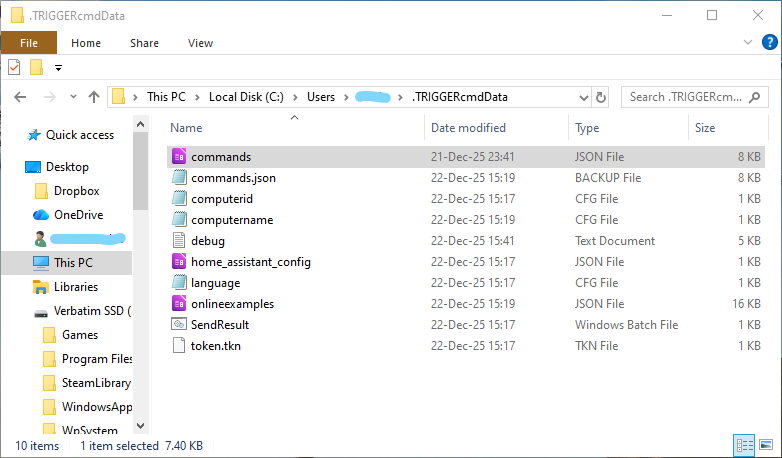 TriggerCMD .triggercmdData klasöründe commands dosyası