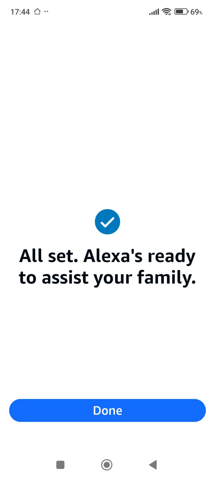 All set confirmation screen